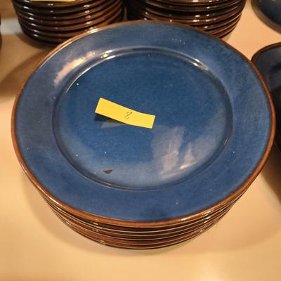 Lot of Garbiel Blue Brown Made in Sweden Plates , Cups Saucers, Pots, Creamer Sugar , Trays