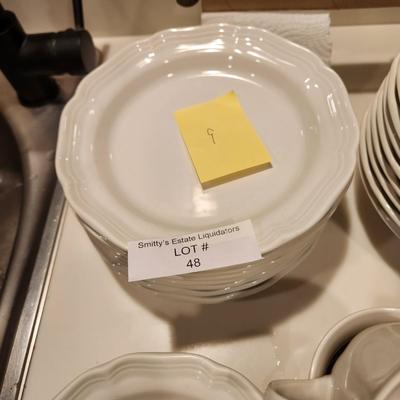 Mikasa French Countryside China Dishes, Plates, Cups, Creamer, Sugar, Bowls, Serving Plates, Butter dish.