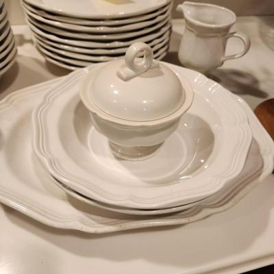 Mikasa French Countryside China Dishes, Plates, Cups, Creamer, Sugar, Bowls, Serving Plates, Butter dish.
