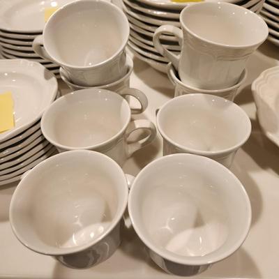 Mikasa French Countryside China Dishes, Plates, Cups, Creamer, Sugar, Bowls, Serving Plates, Butter dish.