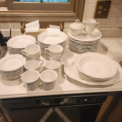 Mikasa French Countryside China Dishes, Plates, Cups, Creamer, Sugar, Bowls, Serving Plates, Butter dish.