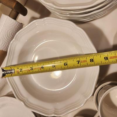 Mikasa French Countryside China Dishes, Plates, Cups, Creamer, Sugar, Bowls, Serving Plates, Butter dish.