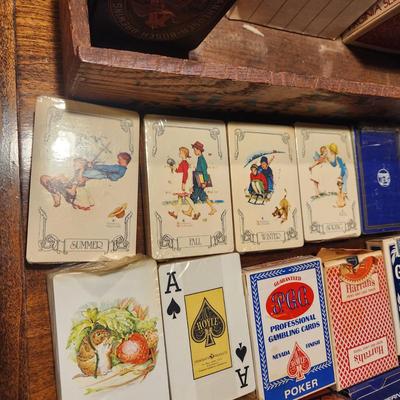 Lot of Vintage Playing Cards and Poker Chips Norman Rockwell , Eastern Airlines , Piatnik Vintage Tennis