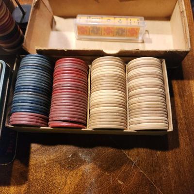 Lot of Vintage Playing Cards and Poker Chips Norman Rockwell , Eastern Airlines , Piatnik Vintage Tennis
