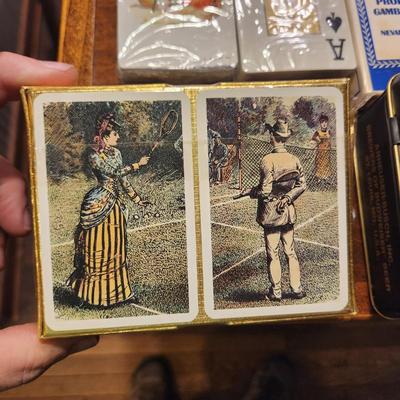 Lot of Vintage Playing Cards and Poker Chips Norman Rockwell , Eastern Airlines , Piatnik Vintage Tennis