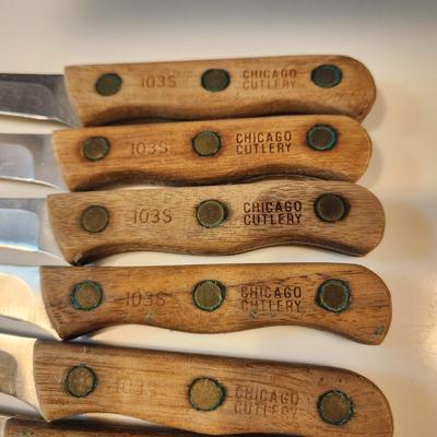 Lot of 7 Vintage Chicago Cutlery 4" Steak Knives w Dexter Oyster Knife