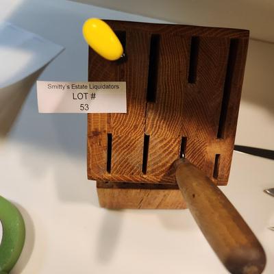 Knife Block w 7 Hoffritz Knives & 1 Chef Cutlery Knife