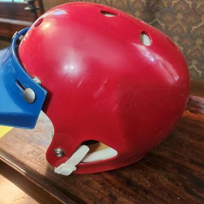 Vintage Red Pro-tec MX BMX AHRMA Helmet w Blue Bold View Visor
