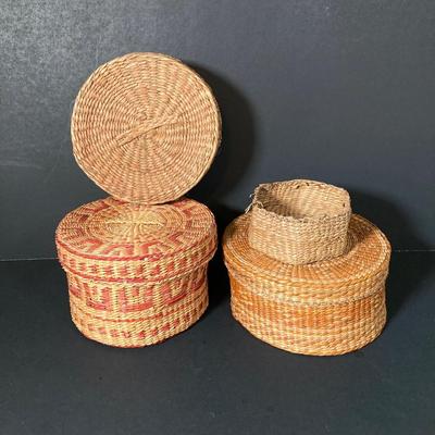 LOT 59: Harrison Fisher Native American Art Work and Collection of Woven Baskets