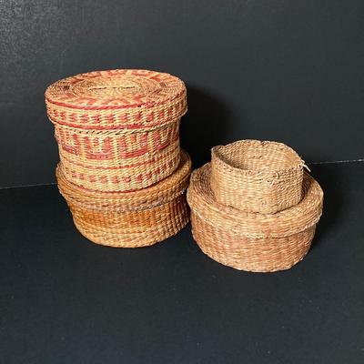 LOT 59: Harrison Fisher Native American Art Work and Collection of Woven Baskets