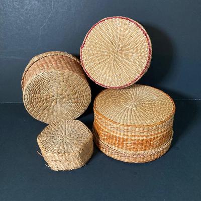 LOT 59: Harrison Fisher Native American Art Work and Collection of Woven Baskets