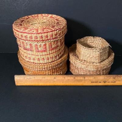 LOT 59: Harrison Fisher Native American Art Work and Collection of Woven Baskets