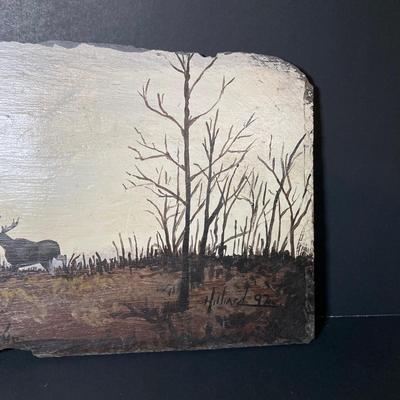 LOT 60: Vintage Pottery, Painted Slate Signed Hilliard 97 Artwork, Easels and More