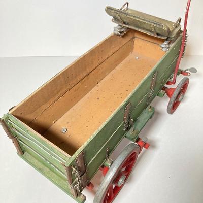 LOT 62: Vintage Wood and Metal Rolling Wagon