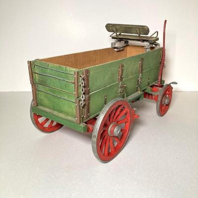 LOT 62: Vintage Wood and Metal Rolling Wagon