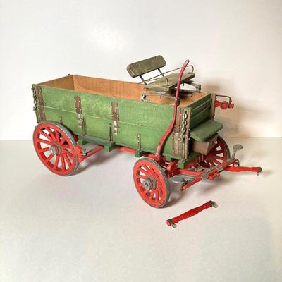 LOT 62: Vintage Wood and Metal Rolling Wagon