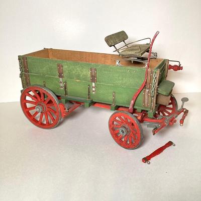 LOT 62: Vintage Wood and Metal Rolling Wagon