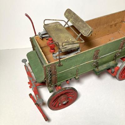 LOT 62: Vintage Wood and Metal Rolling Wagon
