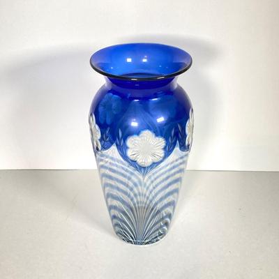 LOT 67: Art Glass Vase Collection featuring Durand pulled feather vase