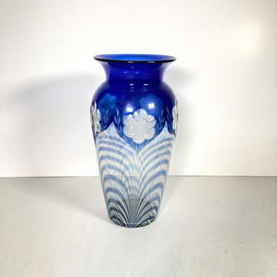 LOT 67: Art Glass Vase Collection featuring Durand pulled feather vase