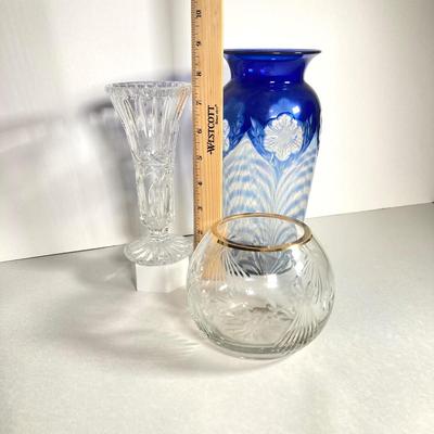 LOT 67: Art Glass Vase Collection featuring Durand pulled feather vase