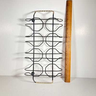 LOT 68: Carnival Glass Glasses with Metal Carrying Rack and Pitcher with Ice Lip