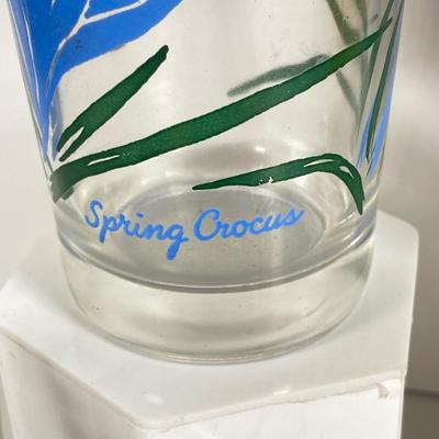 LOT 69: Sweet Collection of Flower Drinking Glasses - Violet, Calendula, Iris, Orchid, Petunia and Spring Crocus