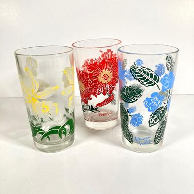 LOT 69: Sweet Collection of Flower Drinking Glasses - Violet, Calendula, Iris, Orchid, Petunia and Spring Crocus