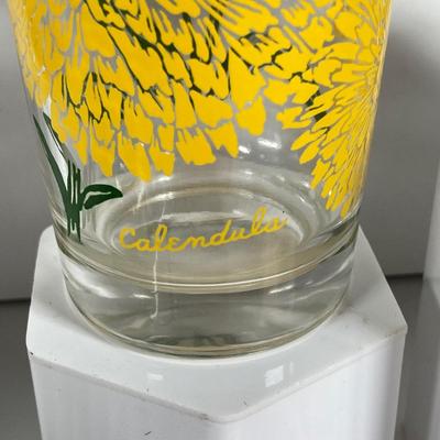 LOT 69: Sweet Collection of Flower Drinking Glasses - Violet, Calendula, Iris, Orchid, Petunia and Spring Crocus