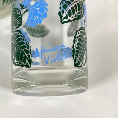 LOT 69: Sweet Collection of Flower Drinking Glasses - Violet, Calendula, Iris, Orchid, Petunia and Spring Crocus