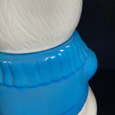LOT 81: Vintage Metlox Pottery Bear in Blue Sweater Cookie Jar