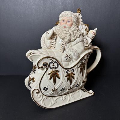 LOT 85: Lenox Florentine & Pearl Santa Teapot