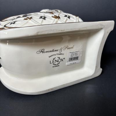 LOT 85: Lenox Florentine & Pearl Santa Teapot