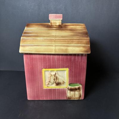 LOT 90 Vintage Mcoy Red Barn Cookie Jar
