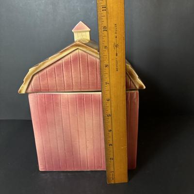 LOT 90 Vintage Mcoy Red Barn Cookie Jar
