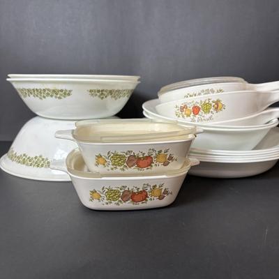 LOT 101: Coring Ware Collection: Spice of Life, Spring Blossom Green & Winter Frost White