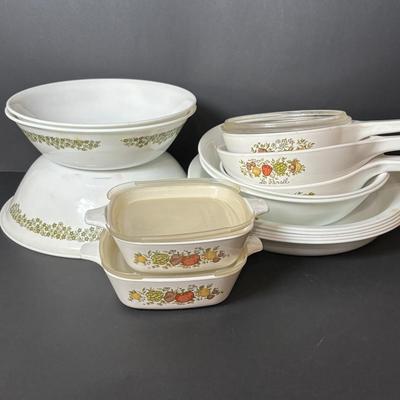 LOT 101: Coring Ware Collection: Spice of Life, Spring Blossom Green & Winter Frost White