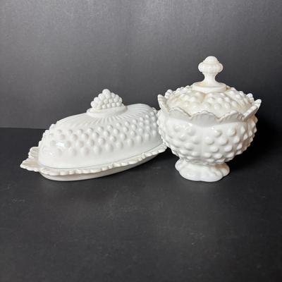 LOT 102: Vintage White Fenton & More Hobnail Collection
