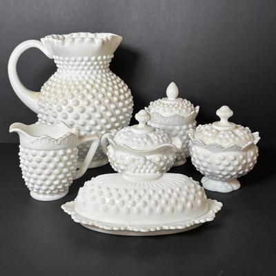 LOT 102: Vintage White Fenton & More Hobnail Collection