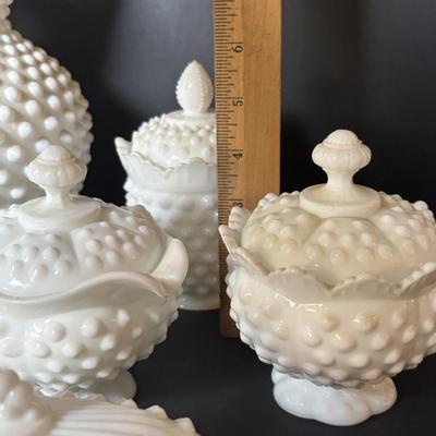 LOT 102: Vintage White Fenton & More Hobnail Collection