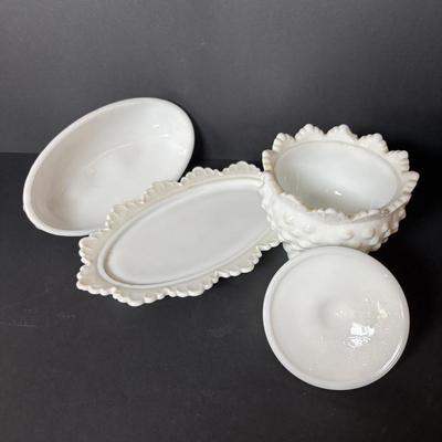 LOT 102: Vintage White Fenton & More Hobnail Collection