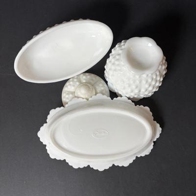 LOT 102: Vintage White Fenton & More Hobnail Collection