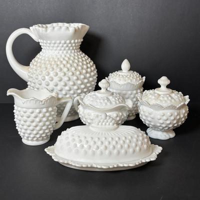LOT 102: Vintage White Fenton & More Hobnail Collection