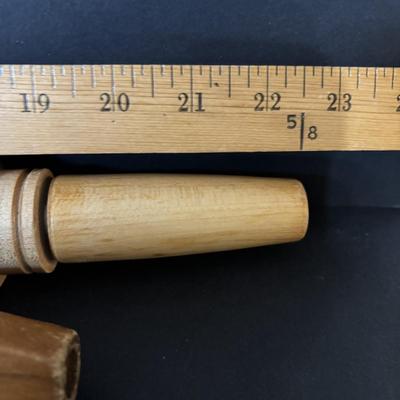 LOT 104: Vintage Rolling Pins, Primitive Vegetable/Cabbage Slicer and Wooden Bowl