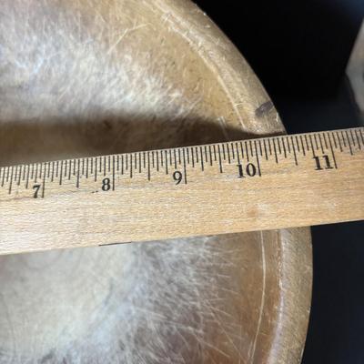 LOT 105: Vintage/Primitive Wooden Bowls (3), Rolling Pins (3), Wooden Pestle (2)