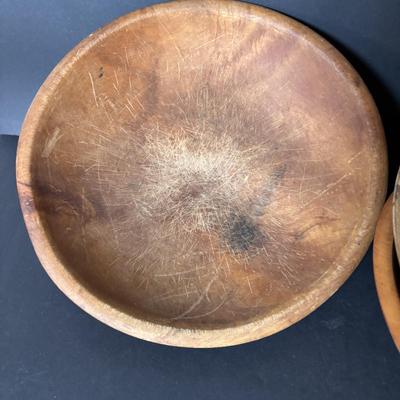 LOT 105: Vintage/Primitive Wooden Bowls (3), Rolling Pins (3), Wooden Pestle (2)