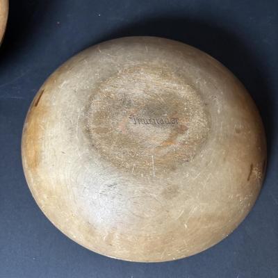 LOT 105: Vintage/Primitive Wooden Bowls (3), Rolling Pins (3), Wooden Pestle (2)