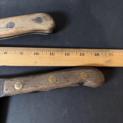 LOT 106: Vintage Meat Clevers, Sharpening Stones and Chef's Choice Electric Sharpener