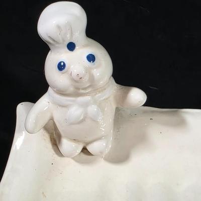 LOT 109: Vintage Entenmann's Exclusive Ceramic Baker Piggy Bank & Pillsbury Doughboy 1988 Ceramic Planter/Scrubber Holder With...