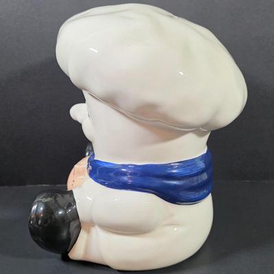 LOT 109: Vintage Entenmann's Exclusive Ceramic Baker Piggy Bank & Pillsbury Doughboy 1988 Ceramic Planter/Scrubber Holder With...